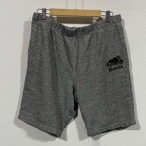 Roots Charcoal Heather Terry Shorts with Black Logo